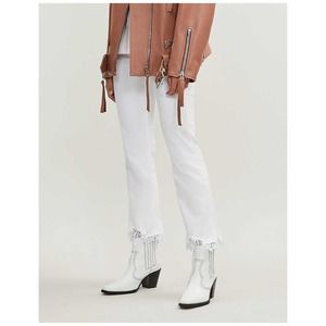 J BRAND Selena Cropped Boot Jeans in Avalon Size 28 White‎ Denim Lace Trimmed